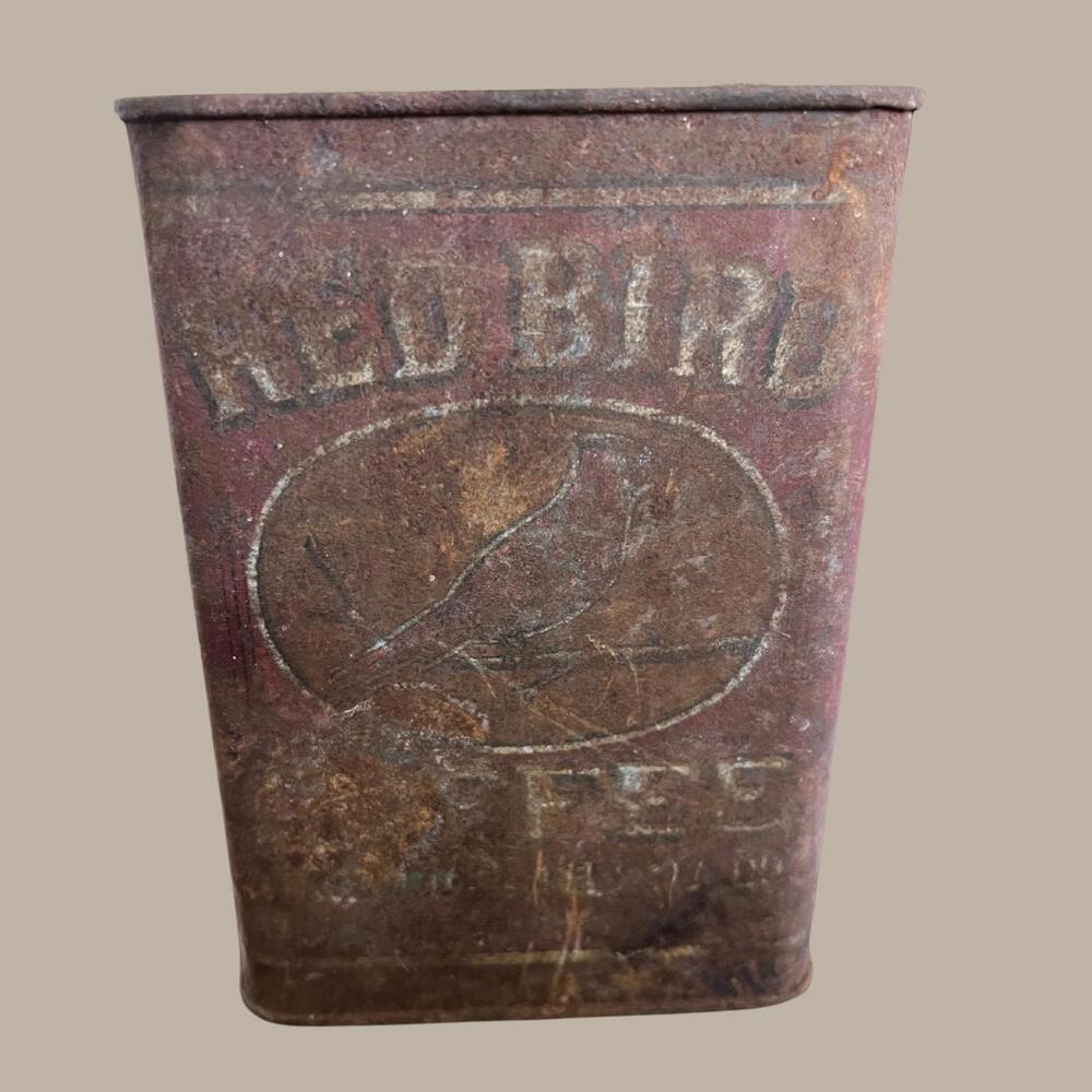 Vintage Red Bird Coffee Can